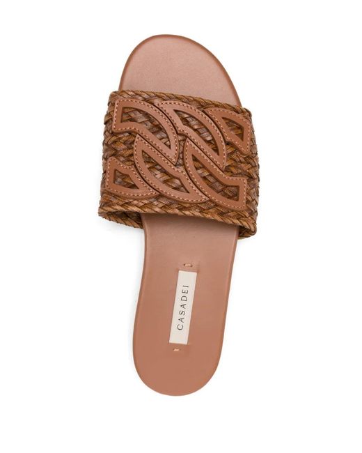 Casadei Brown Braided Sandals