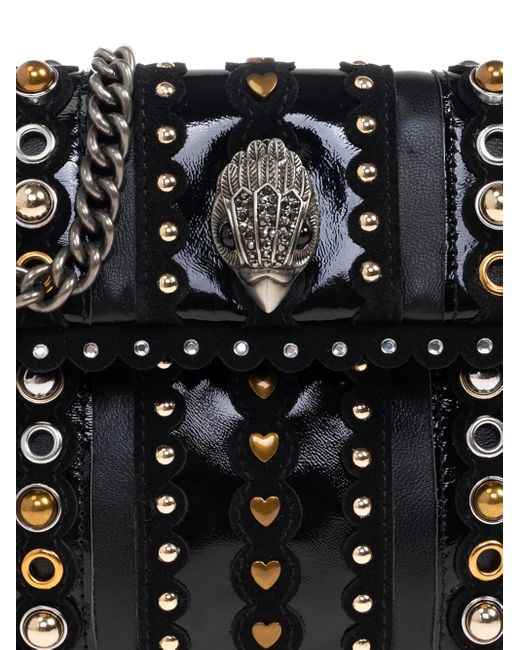 Kurt Geiger Black Kensington Schultertasche aus Denim mit Nieten