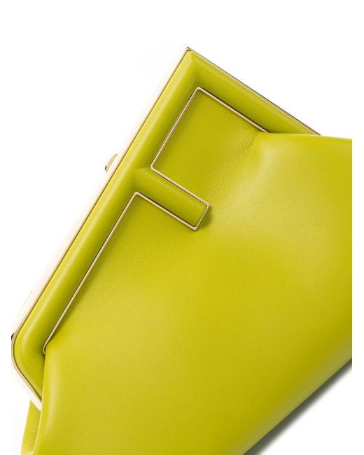 Fendi Yellow First Wasabi Leather Clutch Bag