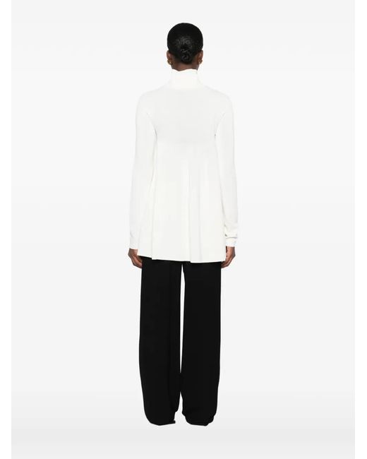 Totême White Crepe Turtleneck Sweater