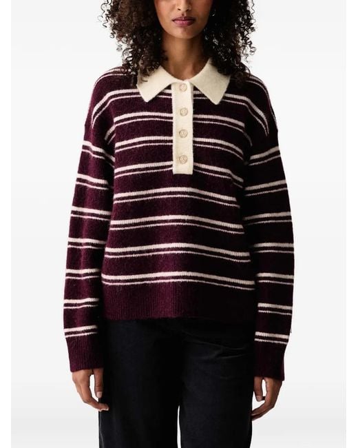 Pull Rayé À Col Polo Marc O' Polo en coloris Red