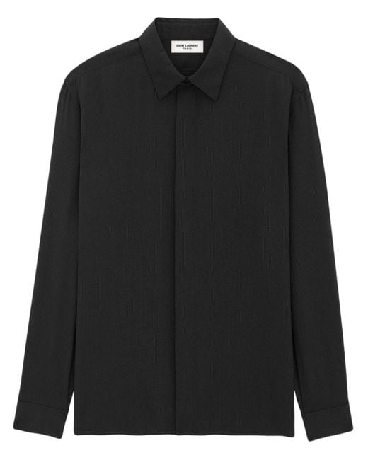 Camicia a maniche lunghe di Saint Laurent in Black da Uomo