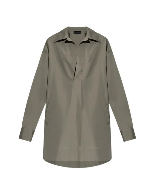 DSquared² Kleedjes ,Grijs ,Katoen V-Hals Jurk in het Gray