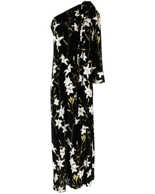 BERNADETTE Black Nel One-Shoulder-Kleid mit Jacquardmuster