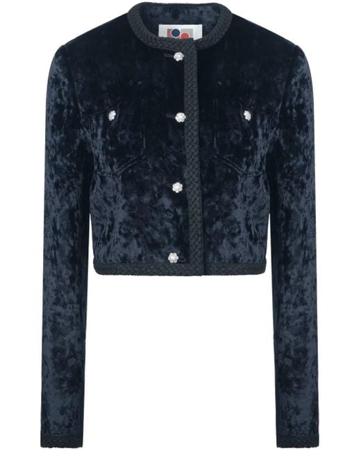 Ports 1961 Blue Ice Floral Velvet-Effect Jacket