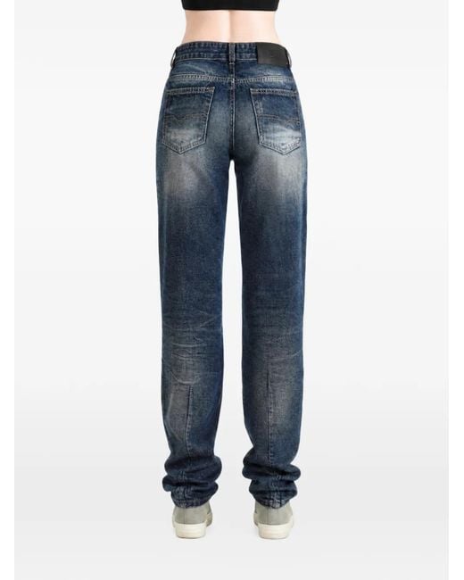 DIESEL Blue Faded Whiskered Jeans