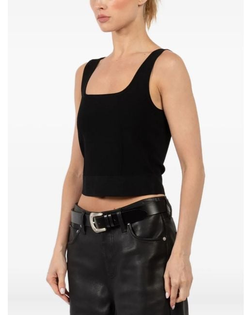 Jonathan Simkhai Black Uri Square-Neck Ribbed Top
