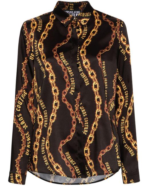 Versace Black Chain Couture-print Shirt