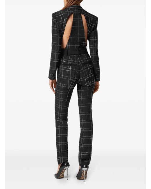 Philipp Plein Cady Strass Jumpsuit Met Uitgesneden Details in het Black