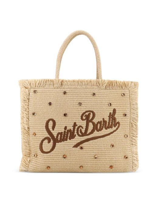 Mc2 Saint Barth Natural Crystal-Embellished Frayed Tote Bag