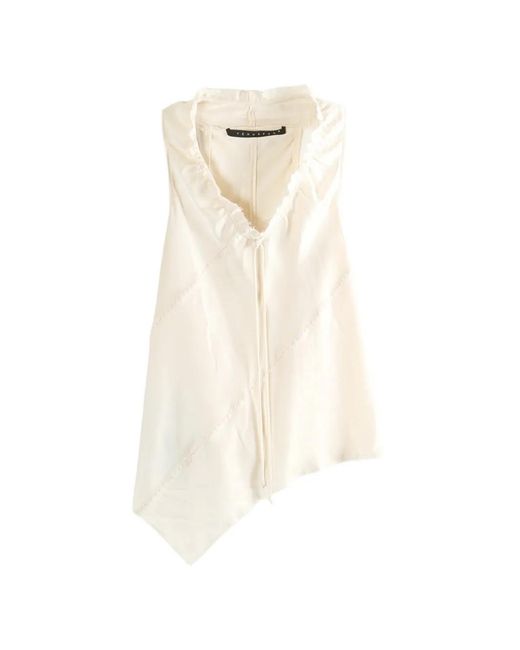 Yehuafan White Ruffle Tie Top