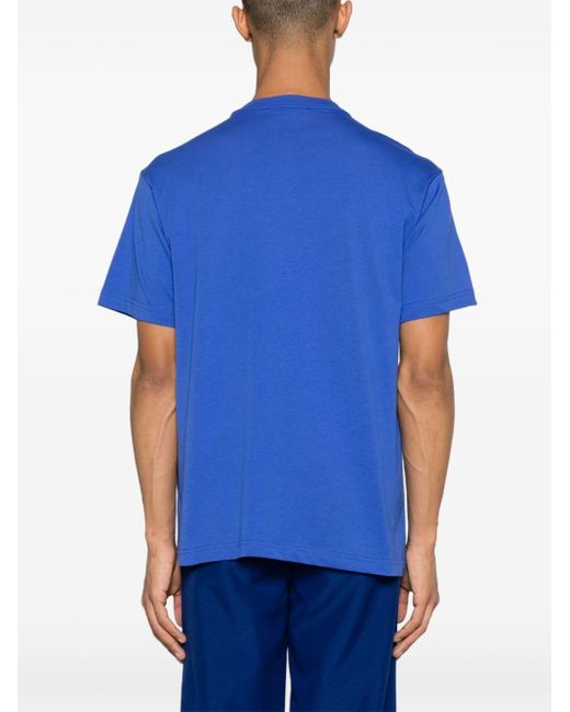 Versace Blue Logo-patch Cotton T-shirt for men