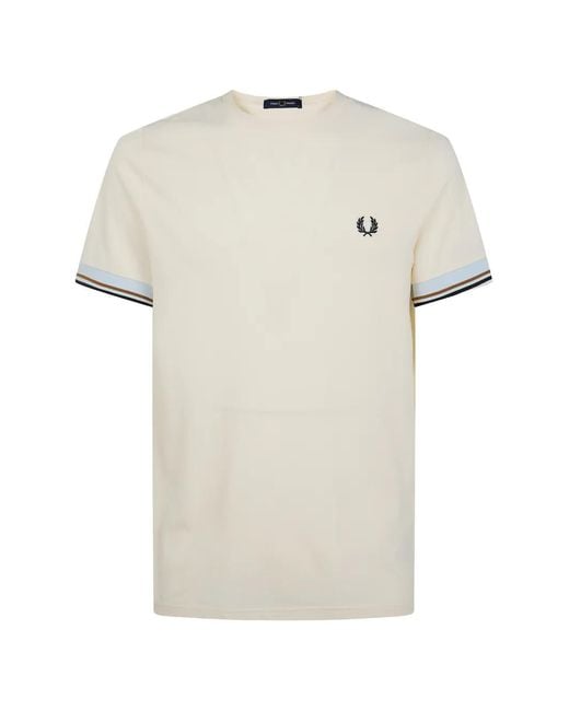 Fred Perry White Laurel Wreath Tipped-Cuff T-Shirt for men