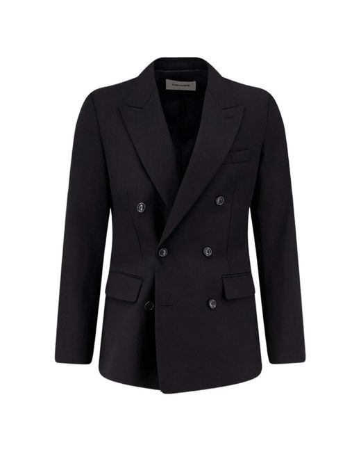 TONYWACK Blue Double-Breasted Buttoned Blazer for men