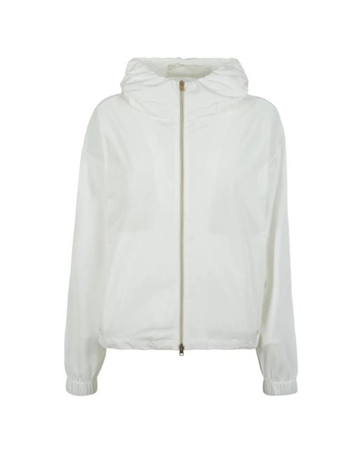 Herno White Hooded Zip-Up Jacket