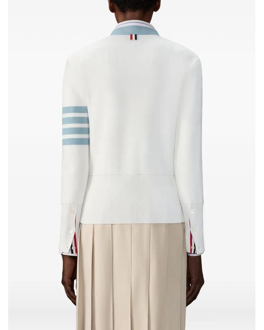 Thom Browne Blue Stripe-Detail Cardigan