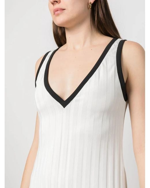 Viktor & Rolf White Contrasting-Trim Ribbed-Knit Dress