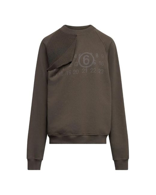 MM6 by Maison Margiela Brown Trompe L'Oeil Numeric-Print Sweatshirt
