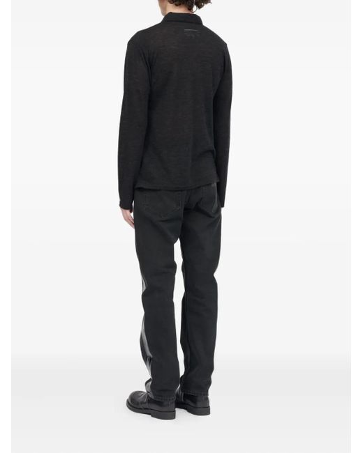 MM6 by Maison Margiela Black Long-Sleeve Polo Shirt for men
