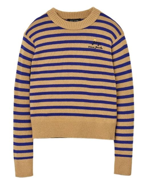 Marc Jacobs Brown Gestreifter Pullover mit Blumendetail