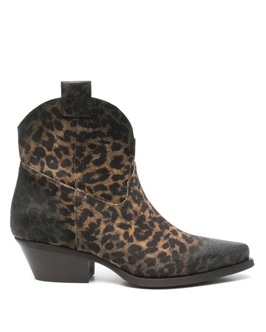 METISSE Brown 50Mm Leopard-Print Cowboy Boots