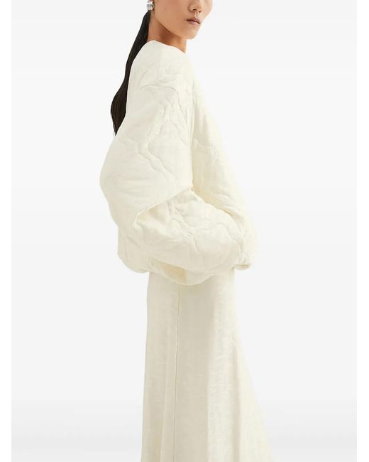 Jil Sander White Jacquard Bomber Jacket