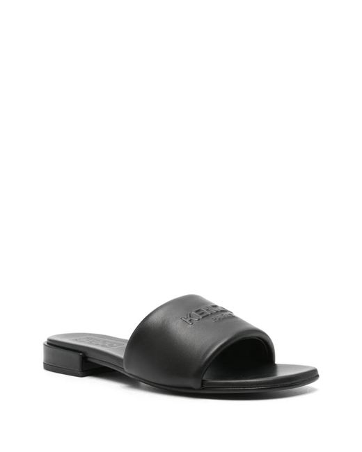KENZO Black Oki Leather Flat Sandals