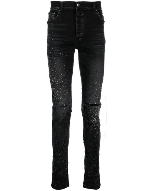 Amiri Black Crystal-embellished Slim-fit Jeans for men