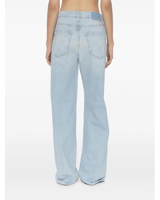 Mother Blue High-Waisted Wide-Leg Jeans