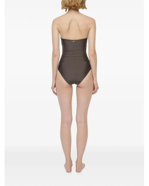 Jonathan Simkhai Black Lorena Shell-Embellished Strapless Swimsuit