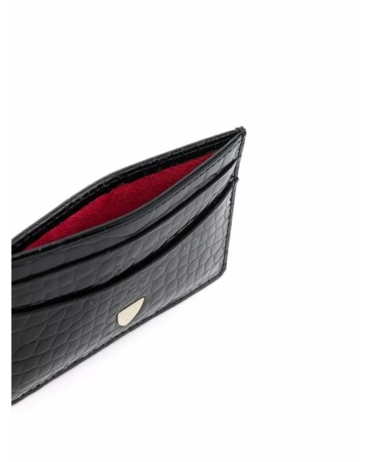 Aspinal Black Croc-Effect Cardholder