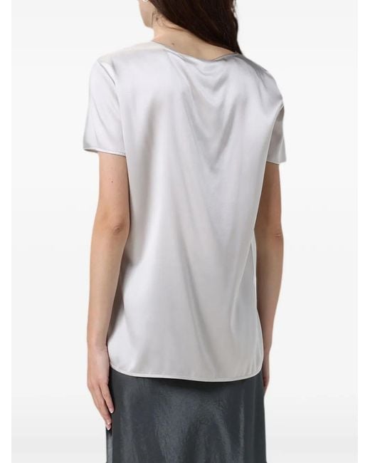 Max Mara White Short-Sleeve Satin T-Shirt