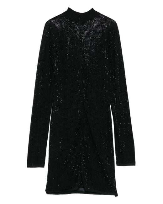 David Koma Black High-Neck Embellished Mini Dress