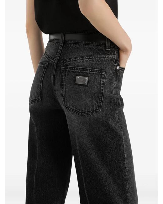 Dolce & Gabbana Black Logo-Plaque Jeans
