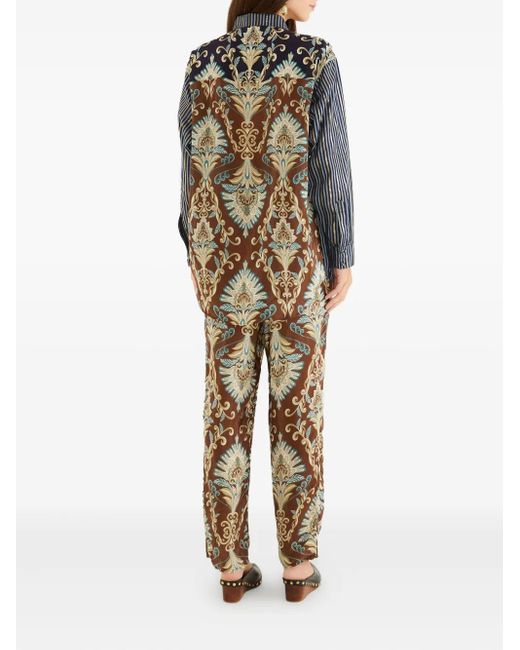 Farm Rio Brown Arabesque Print Trousers