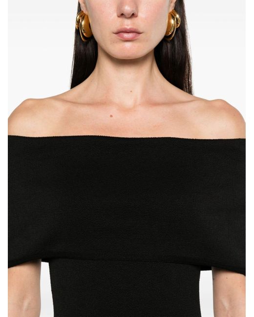 Bottega Veneta Off-shoulder Midi-jurk in het Black