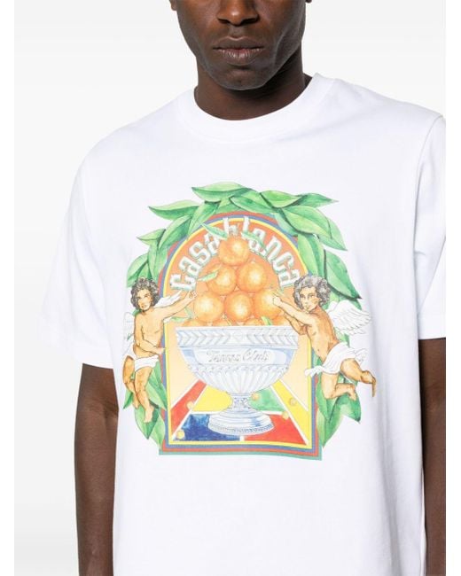 Casablancabrand White Triomphe D'orange Graphic-print Organic-cotton T-shirt for men