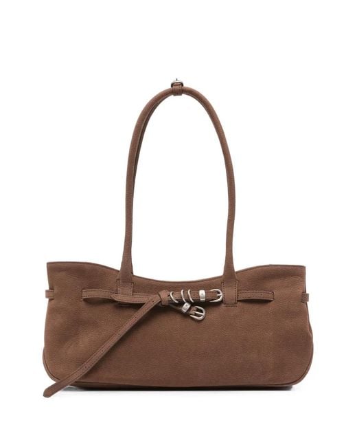 MARGE SHERWOOD Brown Buckle-Detail Shoulder Bag