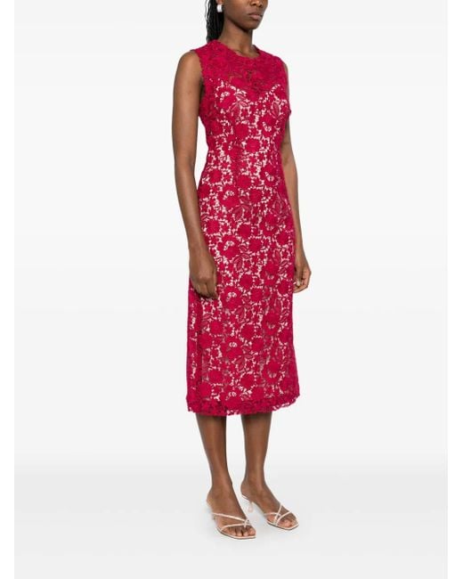 P.A.R.O.S.H. Red Macramé Midi Dress