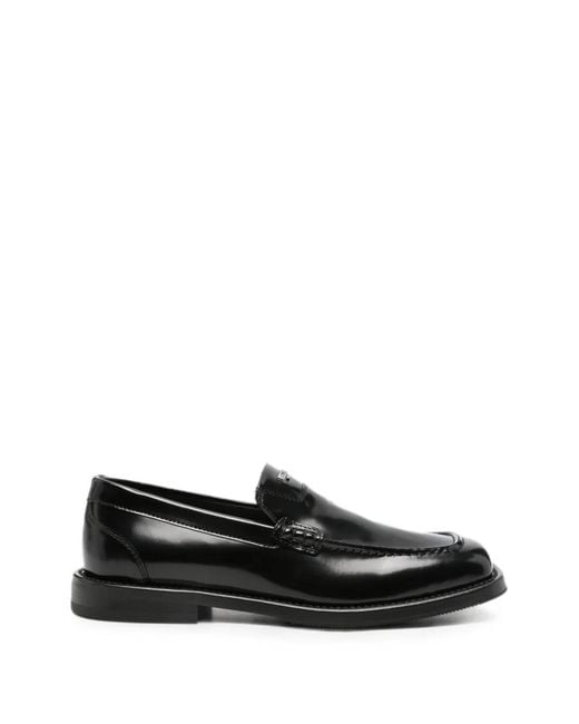 Moschino Black Logo-Plaque Leather Loafers for men