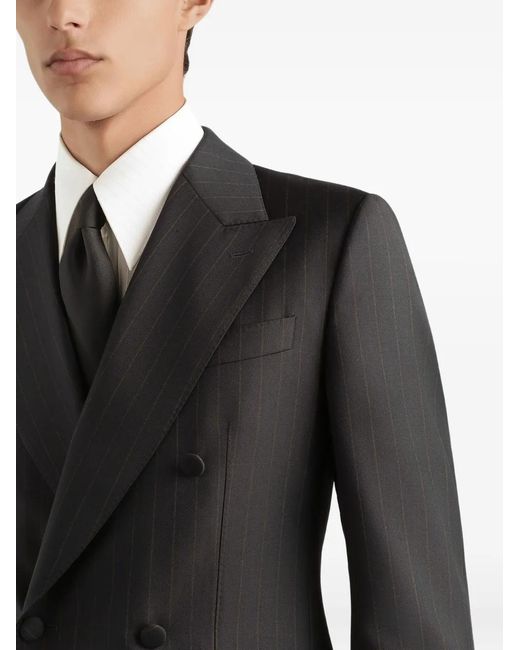 Giacca Doppiopetto A Righe di Dolce & Gabbana in Black da Uomo