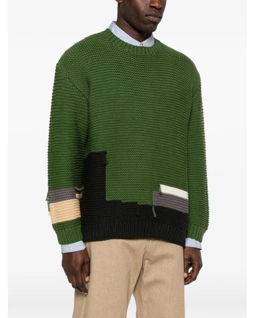 YMC Green Patch-Detail Sweater for men