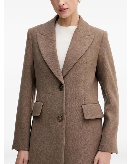 Sisley Natural Buttoned Flap-Pockets Single-Breasted Coat