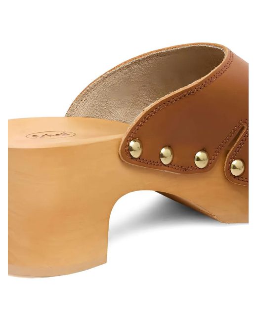 Scholl Brown Studded Leather Sandals