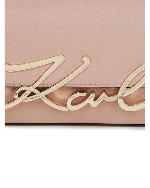 Karl Lagerfeld White Small K/Signature Chain Leather Shoulder Bag