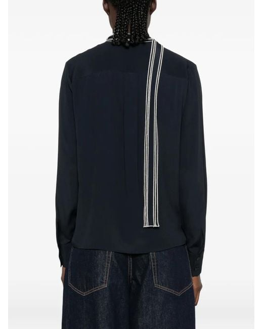 Fabiana Filippi Blue Striped-Trim Long-Sleeve Shirt