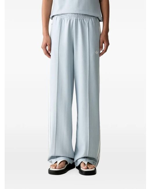 Adidas Blue Herringbone-Pattern Side-Stripe Track Pants