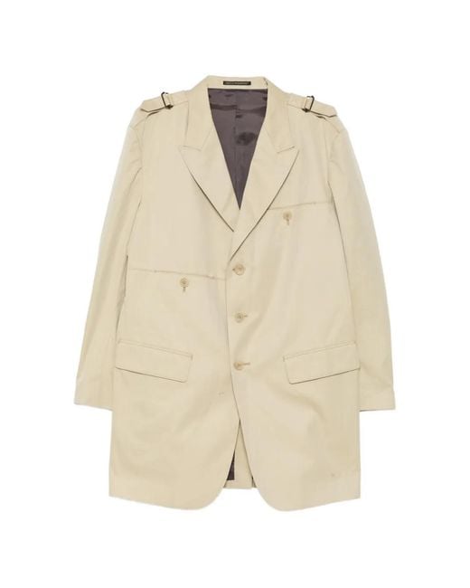 Yohji Yamamoto Natural Buckle-Detail Peaked-Lapel Blazer for men