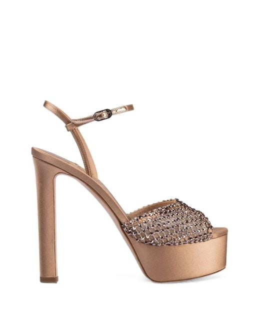 Le Silla Metallic Gilda Crystal-Embellished Platform Sandals
