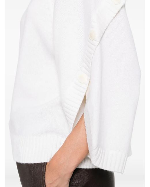 Max Mara White Buttoned-Cuff Knitted Top